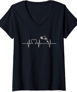 Womens Orcas Cool Heartbeat Design with a Orca V-Neck T-Shirt