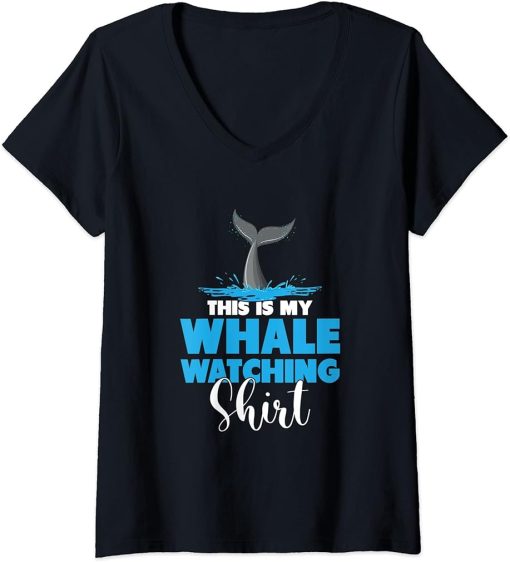 Womens Seaworld Cetacean Orca Whale Watching V-Neck T-Shirt