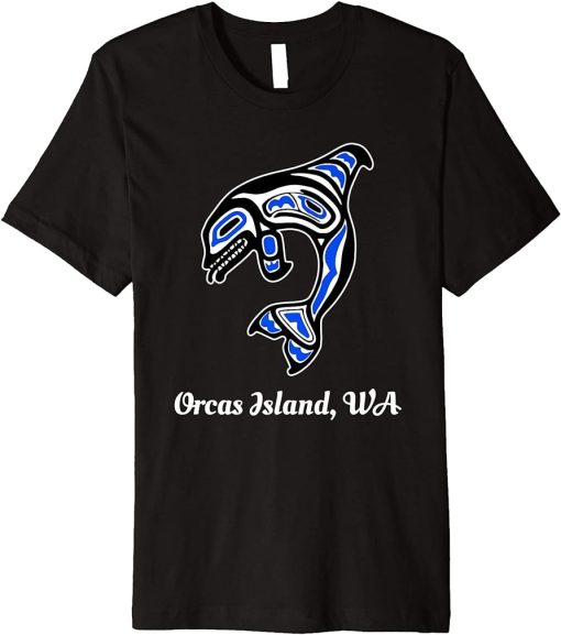 Blue Native American Orcas Island WA Orca Killer Whale Premium T-Shirt