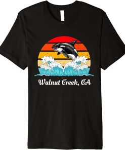 Vintage Walnut-Creek CA Distressed Orca Killer Whale Art Premium T-Shirt